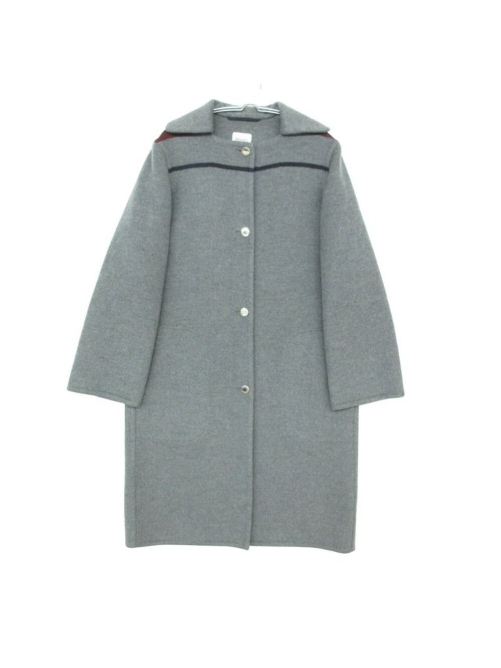 Hermes Coat Cashmere 100% Line Sellier Buttons Gray